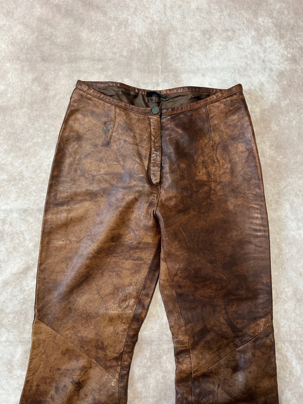 VTG Roccobarocco Jeans Italy Brown Leather Pants Flares Mid Rise IT 42 US 8 - Picture 3 of 7